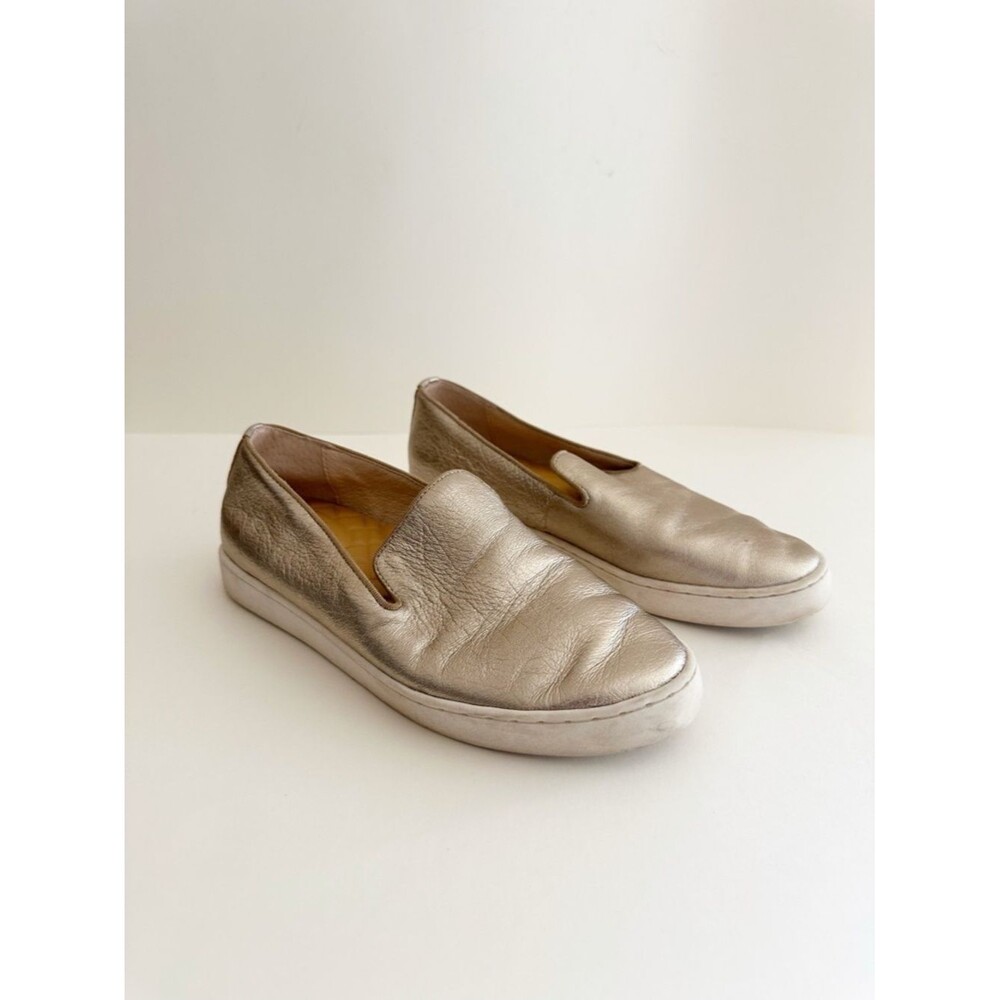 Birdies Metallic Gold Leather Swift Slip on sneaker